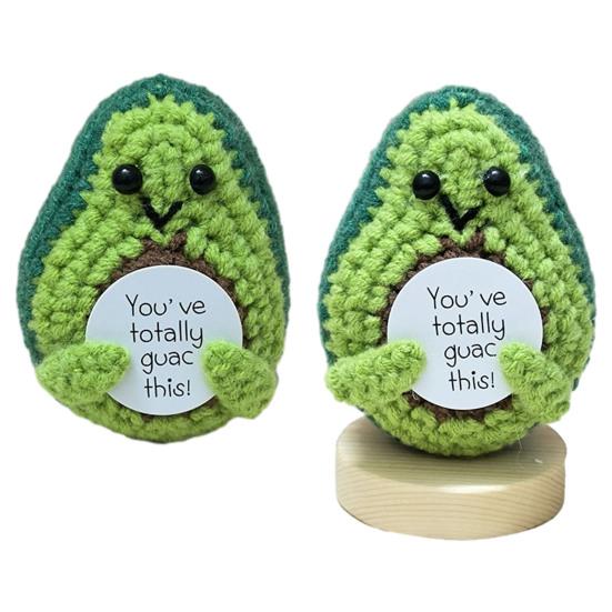 Вязаная крючком кукла-авокадо с подставкой Эмоциональная поддержка Позитивная жизнь Вязаная кукла-фрукт