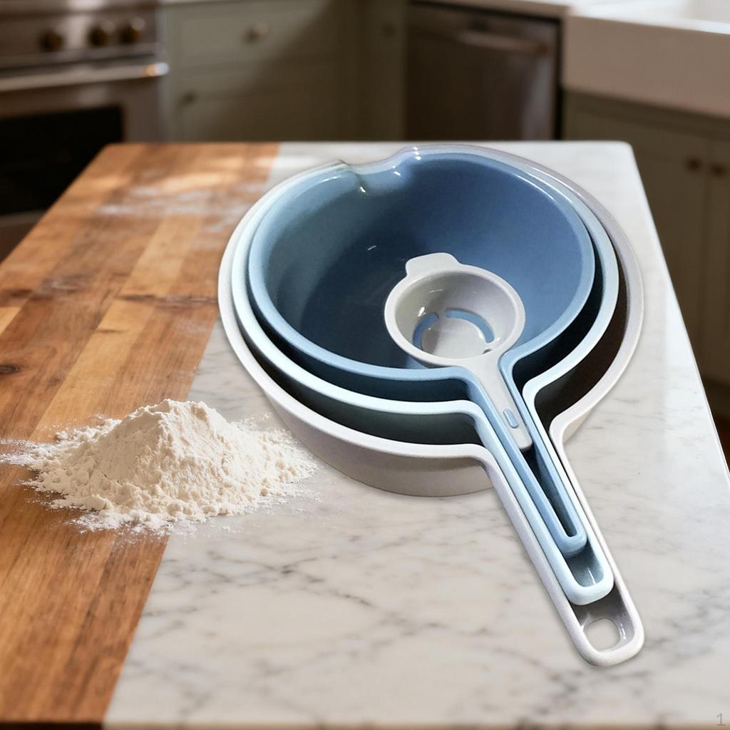 Набор мисок для смешивания Миска для гнездования с ручкой Носик для слива Дуршлаг Корзина для мытья овощей для