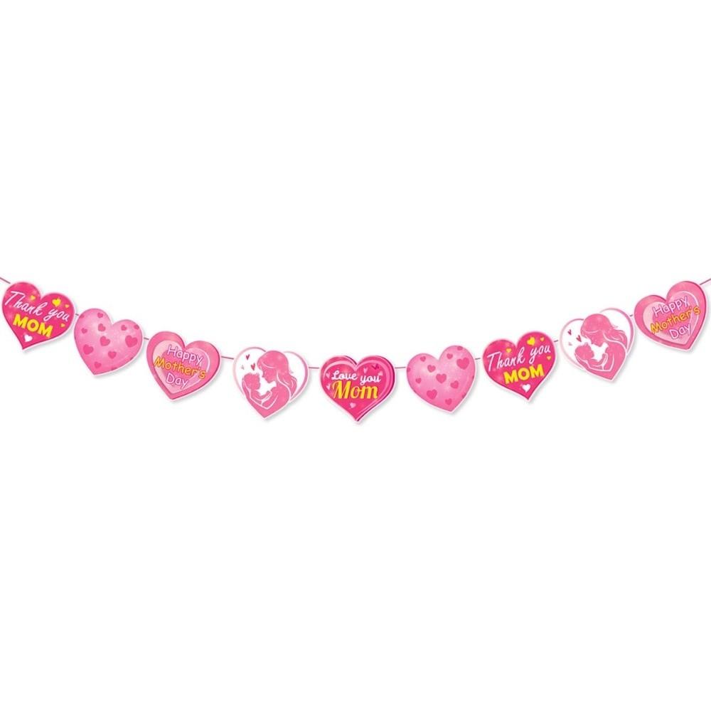 Happy Mother's Day Hanging Swirls Hearts Pattern Desktop Ornament Holiday Banner Party DIY Decor