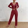 Women's Home Clothes Pajamas Long Sleeved Pants Loose And Comfortable Sexy Lace Two-piece Set