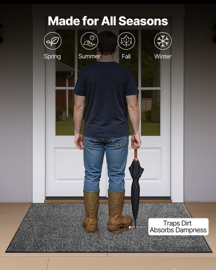 Front Door Mat, 1524 x 914 mm Commercial Floor Mat for Indoor and Outdoor, Industrial Entrance Carpet with PVC Backing, Heavy Duty Washable Entry Rug