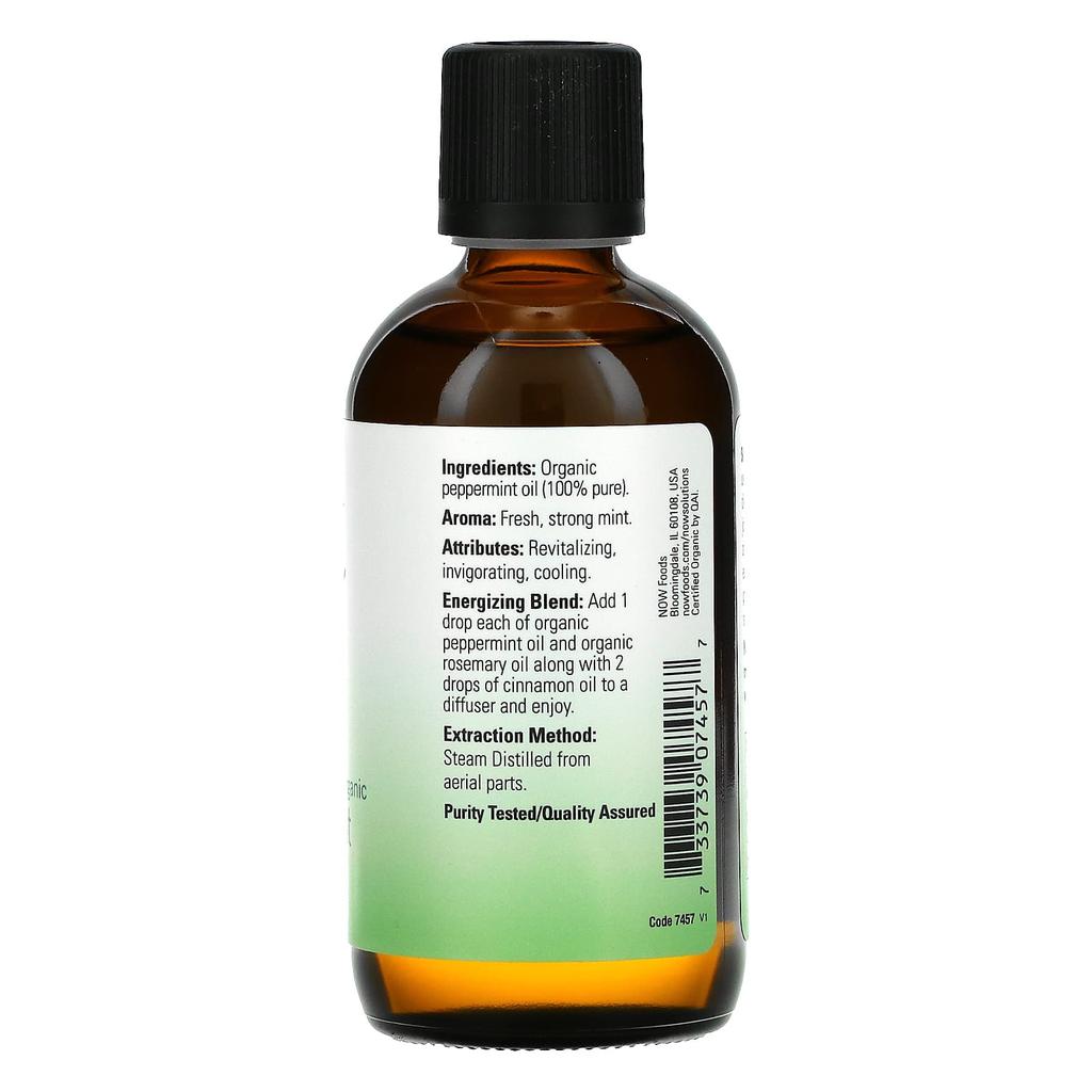 Now Foods Organic Essential Oil, Peppermint, 4 Fl Oz (118 Ml)