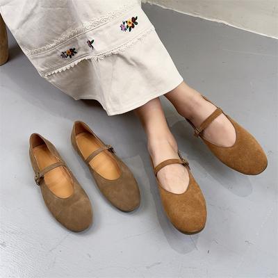 Универсальные туфли из натуральной кожи в стиле ретро с круглым носком, пряжкой, ремешком, мягкой подошвой, женские туфли на плоской подошве