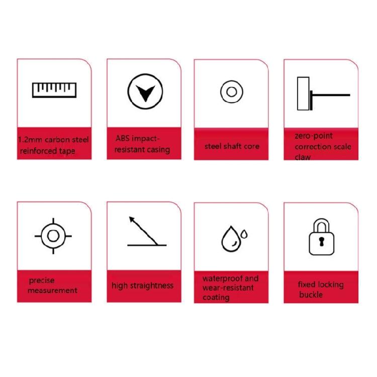 Shockproof Retractable Steel Tape Rule With Fixed Position Locking System Ergonomic Grip Strong Scale For Job Sites