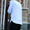 Мужская весенняя футболка с длинным рукавом и круглым вырезом, однотонный пуловер, мягкая теплая свободная мужская футболка с отверстием для большого пальца, мужская одежда