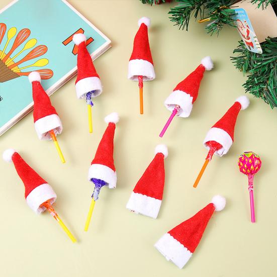 20 Pcs Candy Hat Finger Cap Lollipop Decoration Hats Mini Santa Hat New Year Party Table Dinner Decoration Wine Bottle Covers Parties Photography Prop