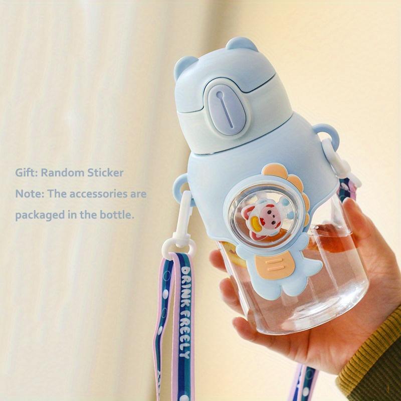 1pc 600ml Cute Water Cup Summer High-value Girl Plastic Portable Straw Large-capacity Water Bottle With Strap For Student School