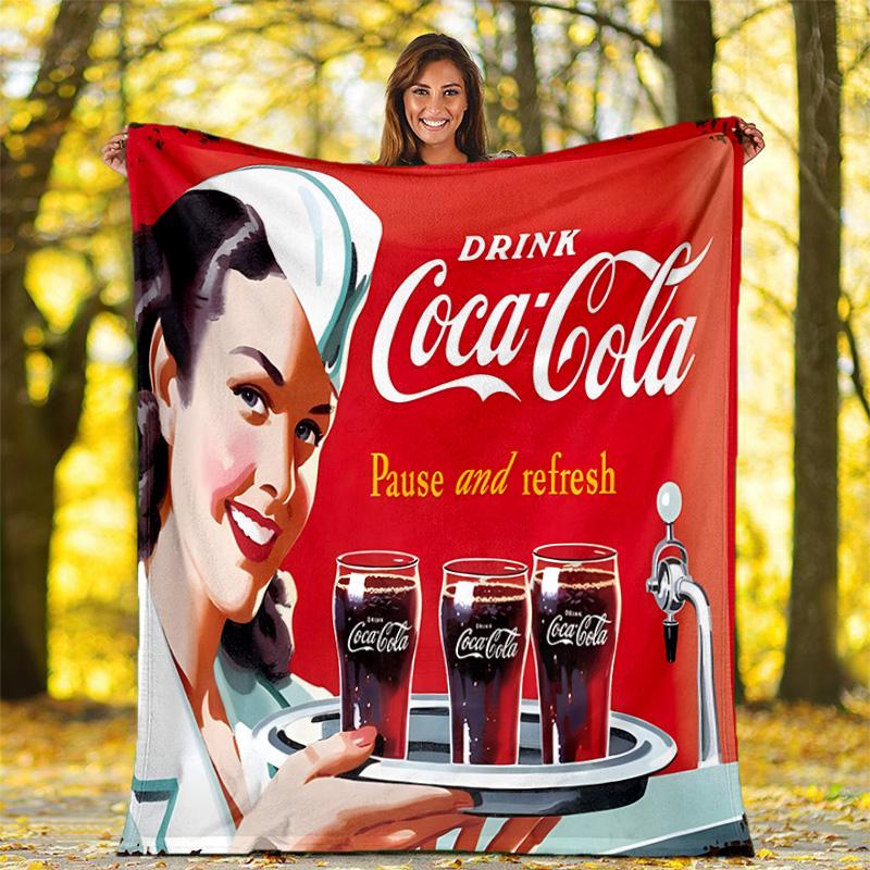 Christmas gift Halloween themed cola beverage Coca Cola blanket soft home furnishing nap decoration four seasons warm Sherpa blanket U7