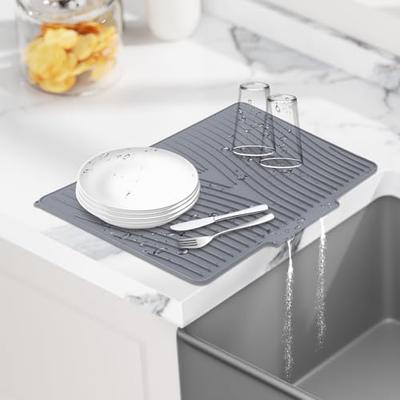 Силиконовый коврик для сушки посуды Esbaybulbs, 60 см x 45 см, нескользящий, термоизолирующий, коврик для раковины, многофункциональный дренаж, для сушки тарелок, кастрюль и чашек, цвет Wal