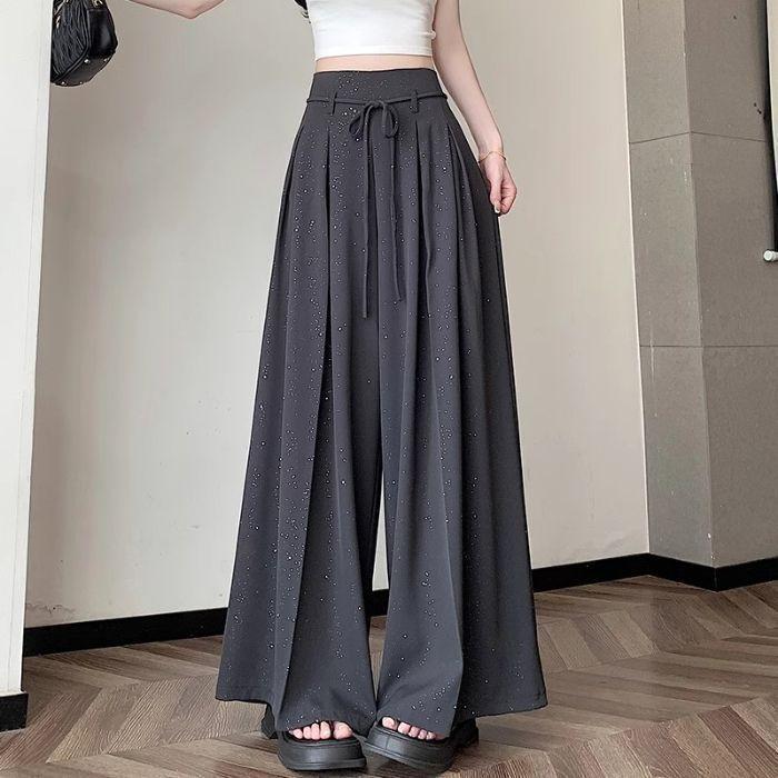 Summer Fashion Wideleg Suit Skirt Pants For Women With Solid Color And Fine Flash Design
