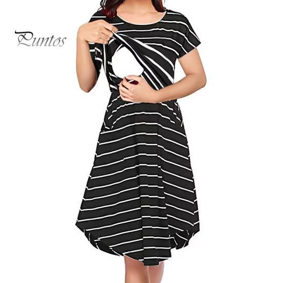 Летнее платье для мамы и грудного вскармливания, открывающаяся полоска спереди с круглым вырезом, неровный подол, с короткими рукавами, ночная рубашка для беременных, платье миди