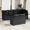 7-piece Garden Sofa with Black Rattan Cushions, 2-seater Garden Sofa with Storage and Black Rattan Cushions 3355092