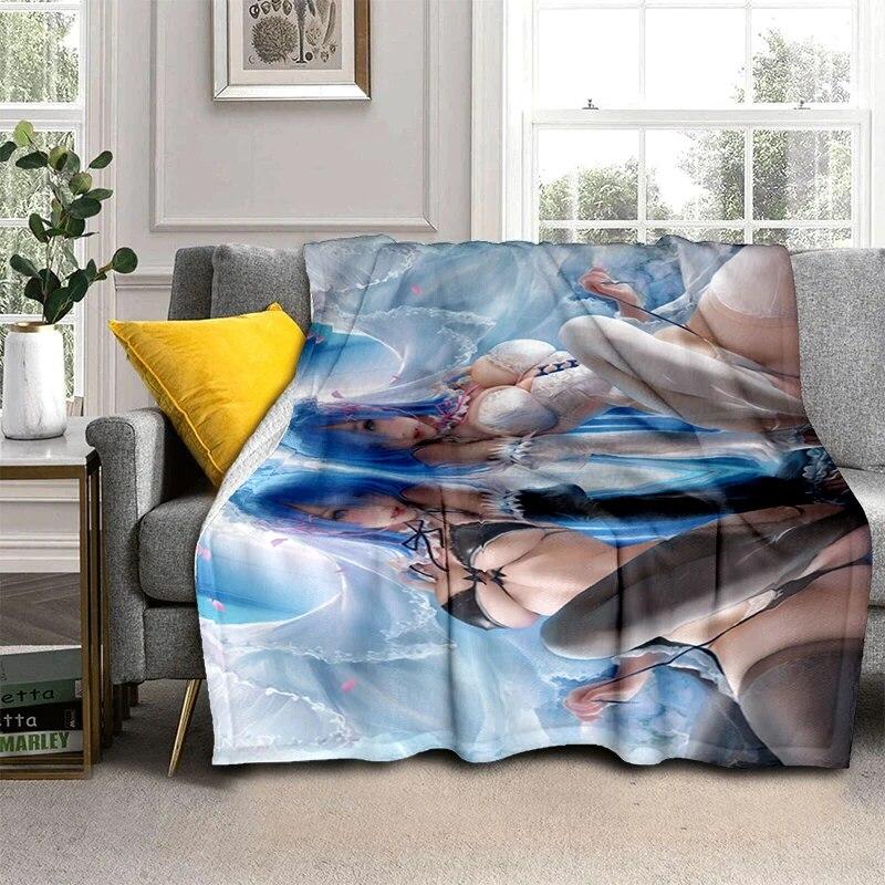 Hot Anime Sexy Girl Soft Plush Sofa Bed Throwing Cartoon Picnic Blankets Modern Flannel Blanket Gedruckt Bettdecke Geschenk Gift