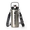 SANTECO Vacuum Insulated Sports Bottle, 1.2L, with Detachable Shoulder Strap, Keeps Cold or Hot, Includes Straw, Compatible with Direct Drinking Sport