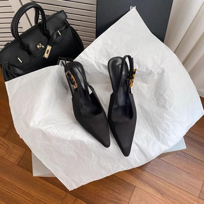 High Heels Women's Sandals Pointed Toe Shallow Elegant Shoes 2025 Designer Dress Summer