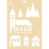 Decorative Stencil - A4 - Village - White - Plastic - Resin