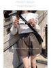 Autumn 2024 Women's High-Waist PU Leather Wide-Leg Shorts - Casual A-Line Style