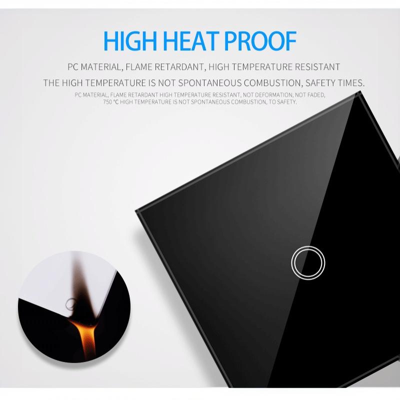 Crystal Glass Wall Touch Switch European AC100-240V Black White Sleek Design for Hotel Room Light Control