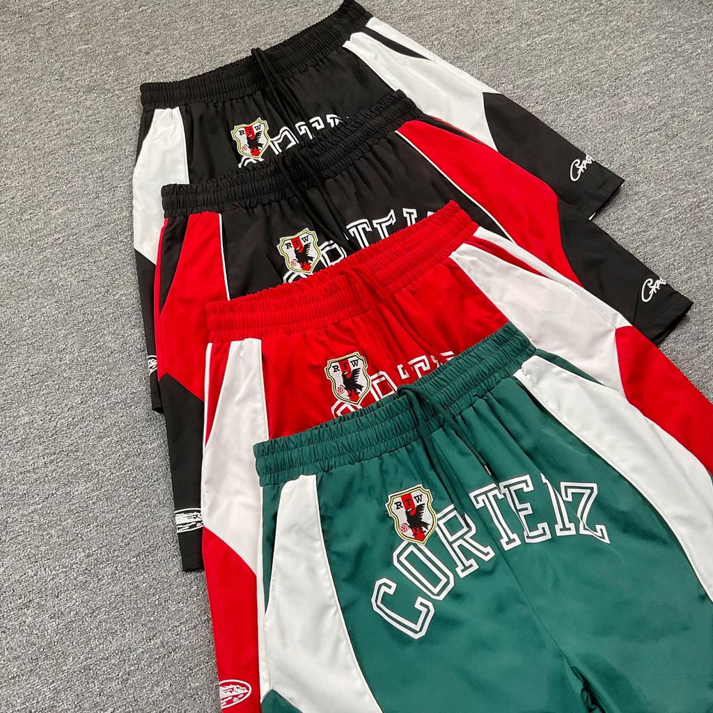 Cross-border European and American trendy brand Alcatraz letter logo embroidery color matching casual shorts men's and women's high street beach five-