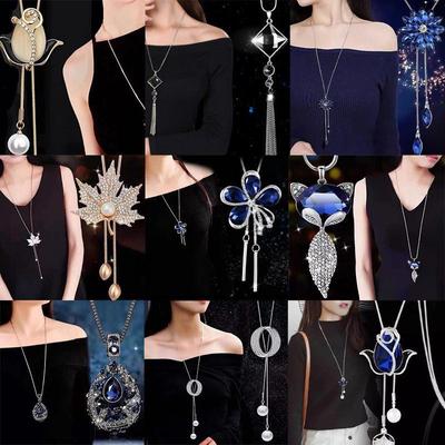 Женское корейское классическое длинное ожерелье из сплава с подвеской в виде свитера - не выцветает, регулируется для осени и зимы