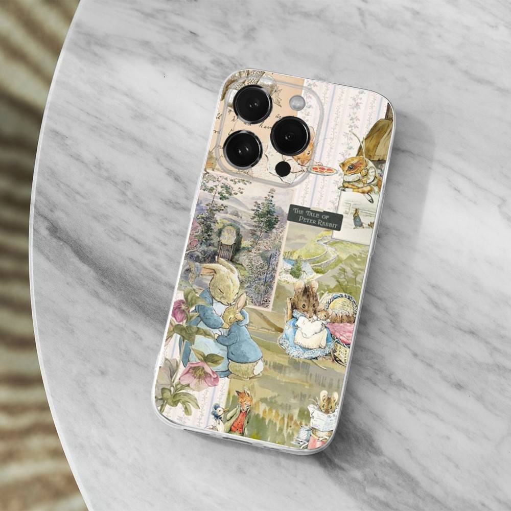Cute Role P-Peter R-Rabbit Phone Case For iPhone 16,15,14,13,12,11 Pro,Max,Plus,X,XS,XR,SE,Mini Transparent Soft Cover