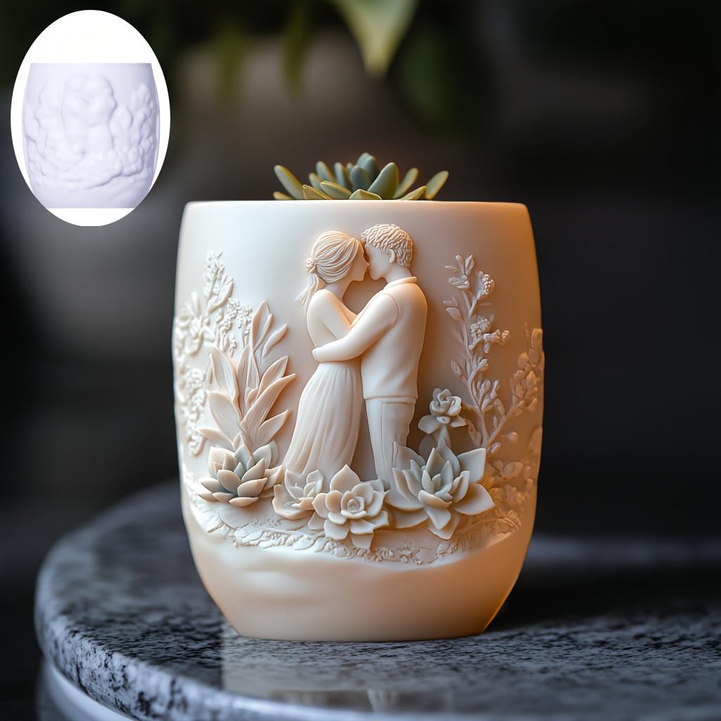 Сделай сам: статуэтка обнимающейся пары, рельефный круглый горшок для суккулентов, силиконовая форма для фигурок мужчины и женщины, подсвечник, гипсовая форма.