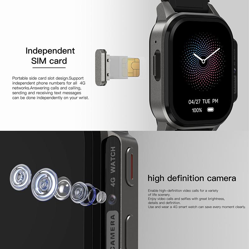 AMOLED экран 2.1 подключаемый GPS упражнения кислород крови HRV мониторинг сердечного ритма 4G телефон часы