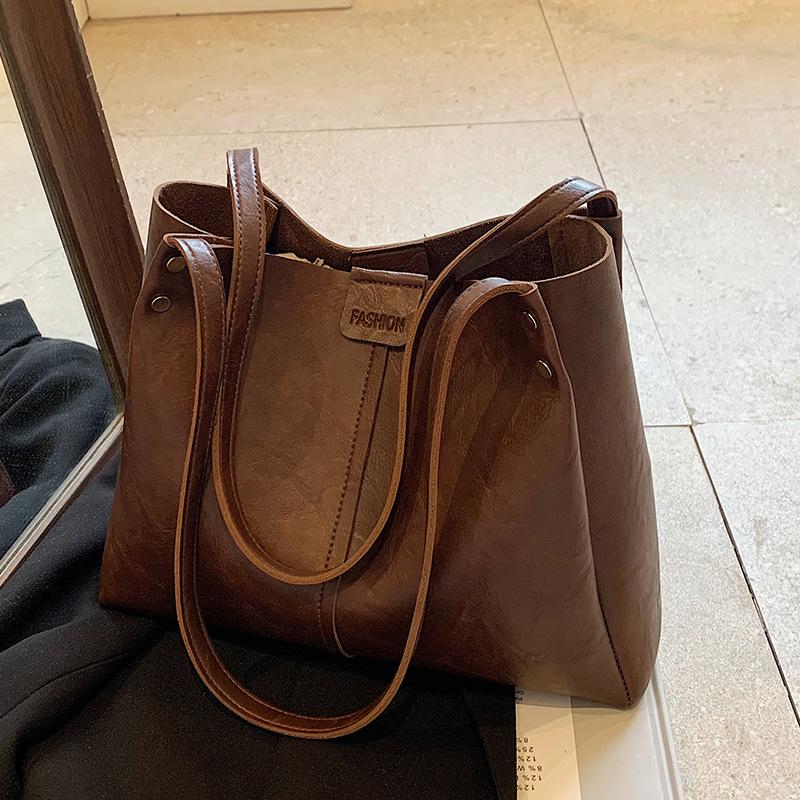 Сумка-тоут в стиле ретро, вместительная, для поездок на работу, сумка-тоут в новом стиле, с текстурой Майяра, свободная сумка через плечо