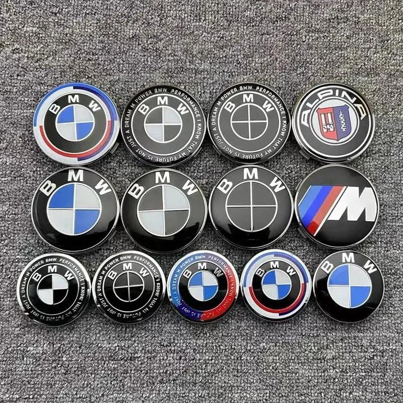 Для BMW Новая 2025 4 шт. 56 мм/68 мм Колпачок ступицы колеса BMW из сплава, центральный колпачок 50-летнего юбилея, модифицированная наклейка на колпачок ступицы в памятном стиле.Wh