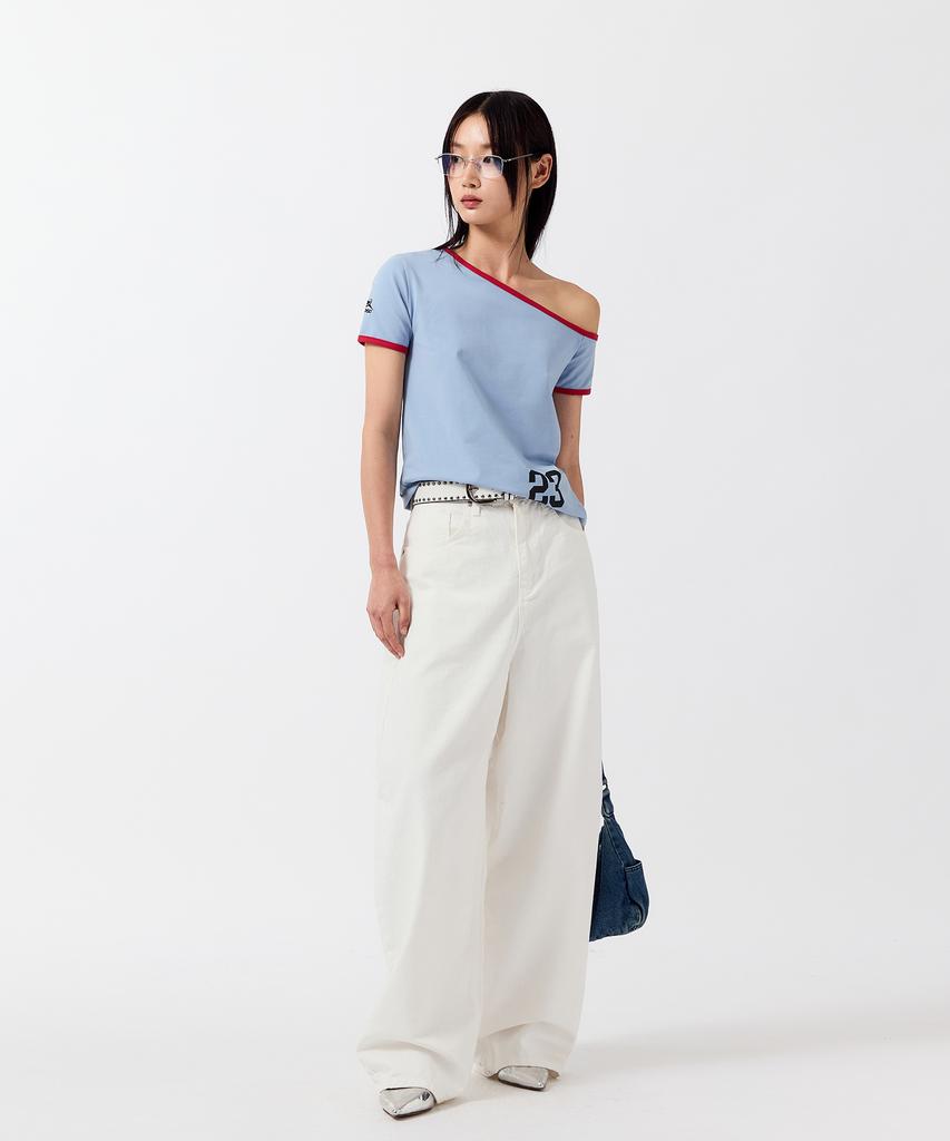 ODDSTUDIO Kitsch Star One-Shoulder T-Shirt - Sky Blue