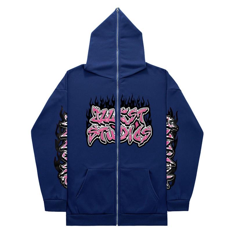 Zip-up Hoodie Gothic Streetwear Oversized Sweatshirt Men Women Y2K Style