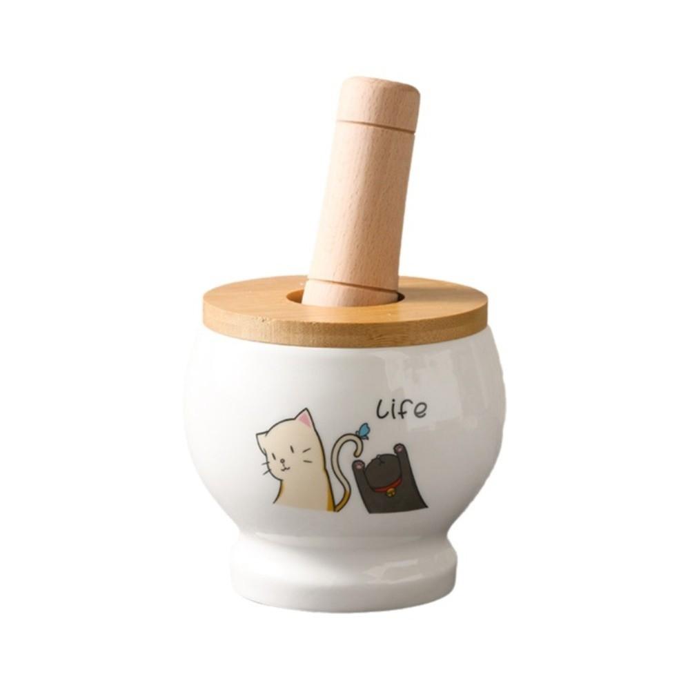 Cartoon Garlic Masher Ceramics Spices Mill Kitchen Gadgets Pounding Garlic Jar Seasoning