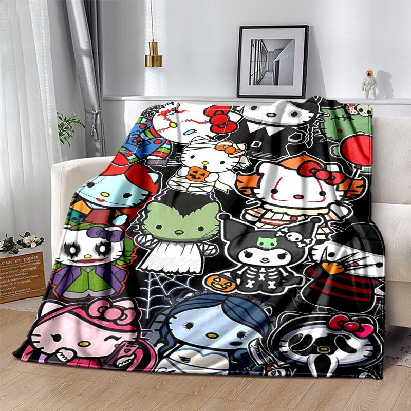 1pc Halloween Collection Hello Kitty Blanket, Seasonal Home Decorative Throw for Room, Living Room, Travel, Camping, Car Blankets, Beach, Office Naps,