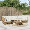 7 Piece Garden Lounge Set with Cream Colored Cushions Bamboo