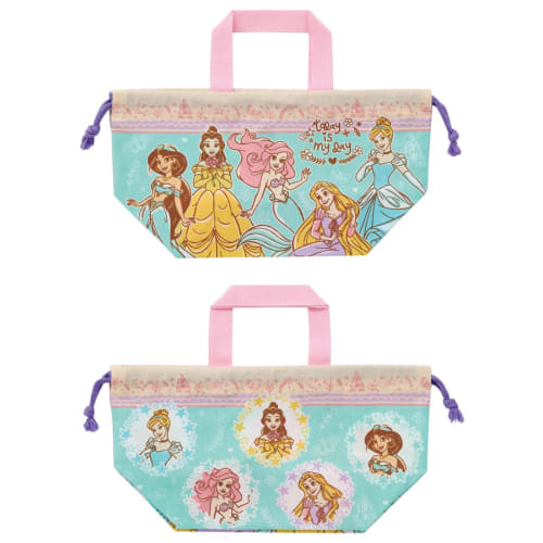 Skater Children's Lunch Box Drawstring Bag Disney Princess 23 Made In Japan KB7-A