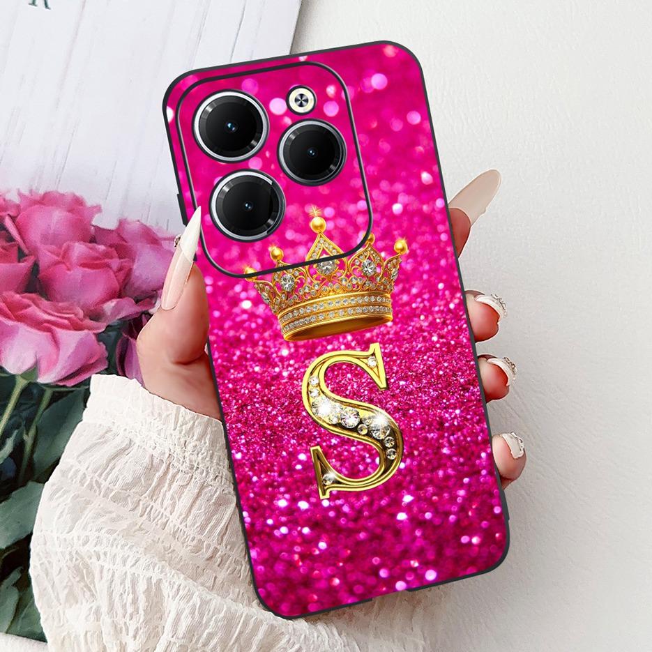 Чехол для Infinix Hot 40 Pro X6837 Роскошная Корона Буквы Чехол Мягкий Силиконовый Чехол для Телефона Для Infinix Hot 40i Hot40 Pro Hot40i Накладка