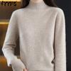 YYFS Women's Fashion Casual Fall Winter Solid Color Print Long Sleeve Half Turtleneck Tops Women's Clothing Woolen Knitwear Sweaters