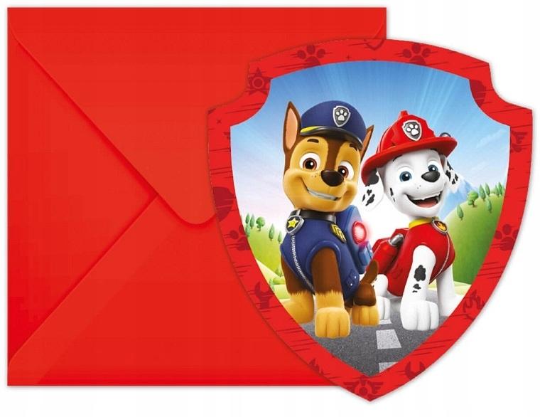 Zaproszenia Z Kopertami Paw Psi Patrol 6Szt.