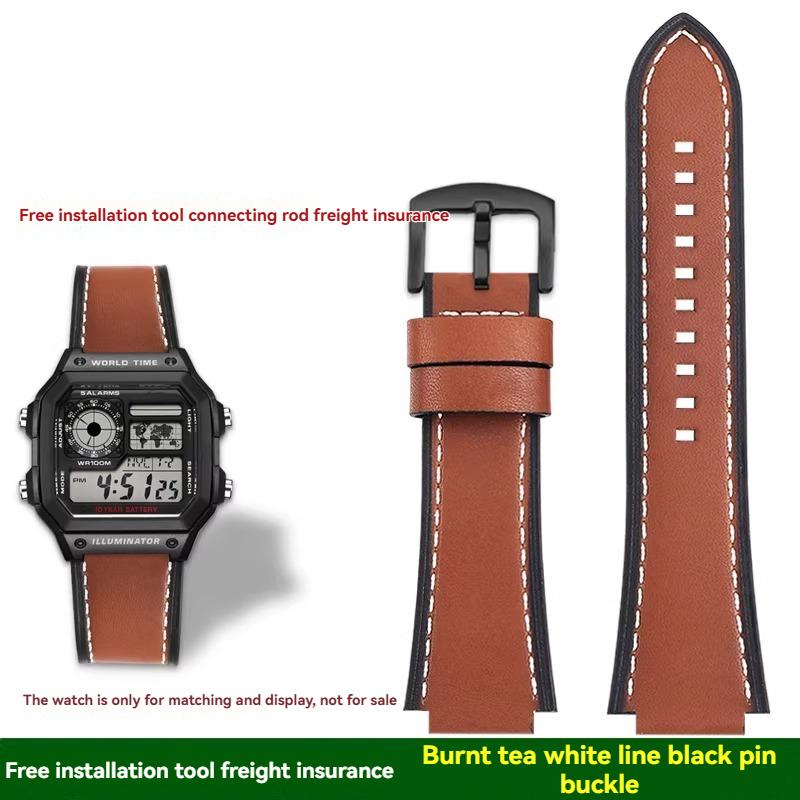 Для Casio маленькие квадратные AE1200/1300/1500 SGW-300/400 W-218 мужские оригинальные ремешки для часов из натуральной кожи аксессуары