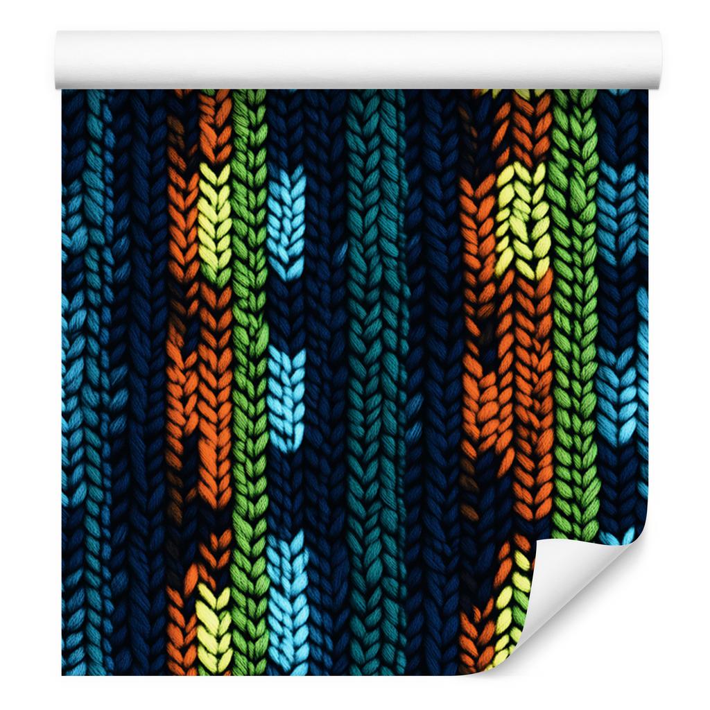 Wallpaper Colorful knitwear navy blue, turquoise and black 50x1000