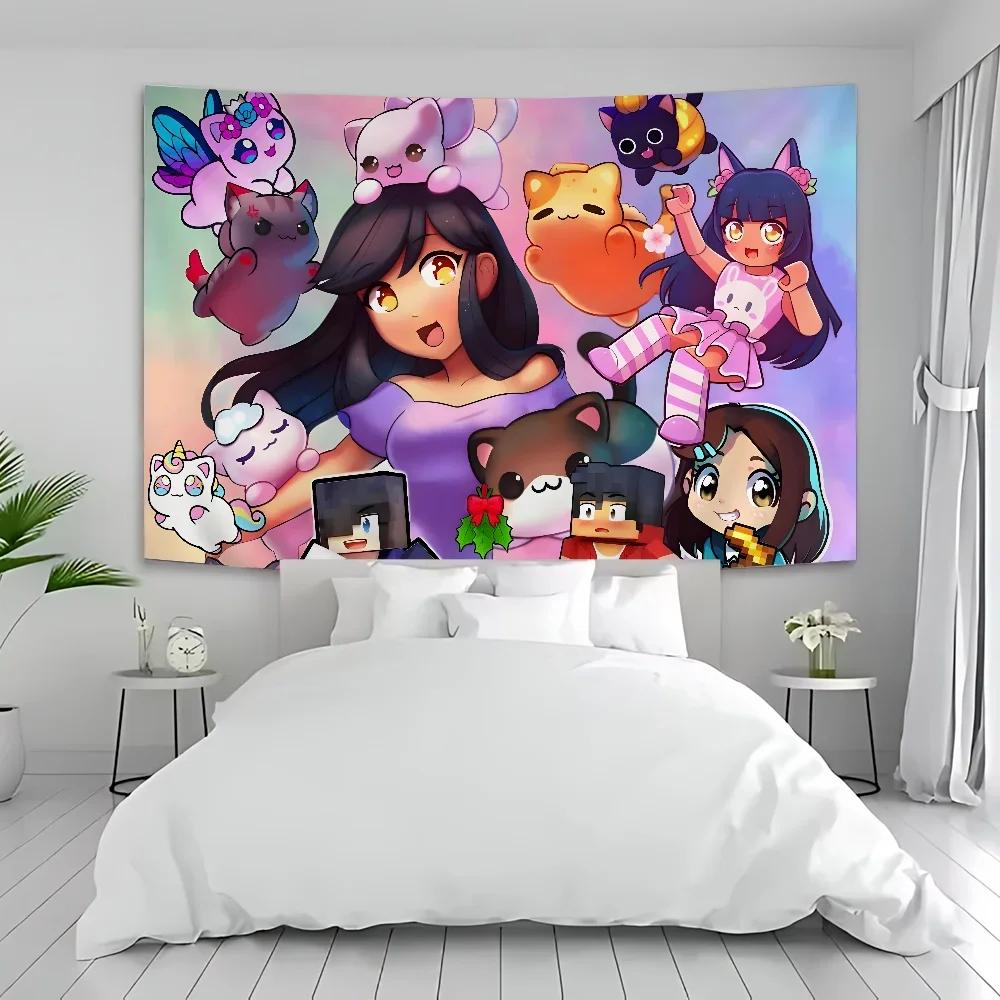 Cute Aphmau With Wings Cartoon Tapestry For Living Room Home Dorm Decor INS Home Decor