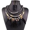 Metal Ethnic Necklace Multilayer Jewelry Sets Exquisite Necklace Earrings Set  Women