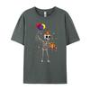 Celebrate Festive Skeleton Cotton Graphic Tees Tshirts Unisex Tshirt for Unisex Printed Graphic T Shirts Large Size Illustration