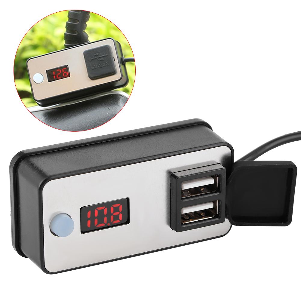 12В Мотоциклетное Двойное USB Зарядное Устройство Цифровой Дисплей Универсальный Водонепроницаемый Источник Питания для Телефона Планшетов GPS