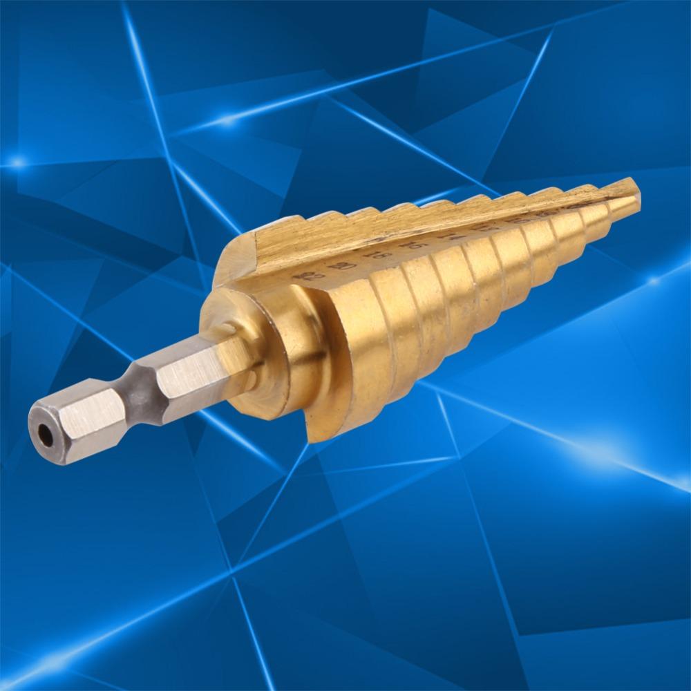 Hex Shank Hole Cutter Titanium Coated Step Drill Bit Set Durable Cone Bits  Wood