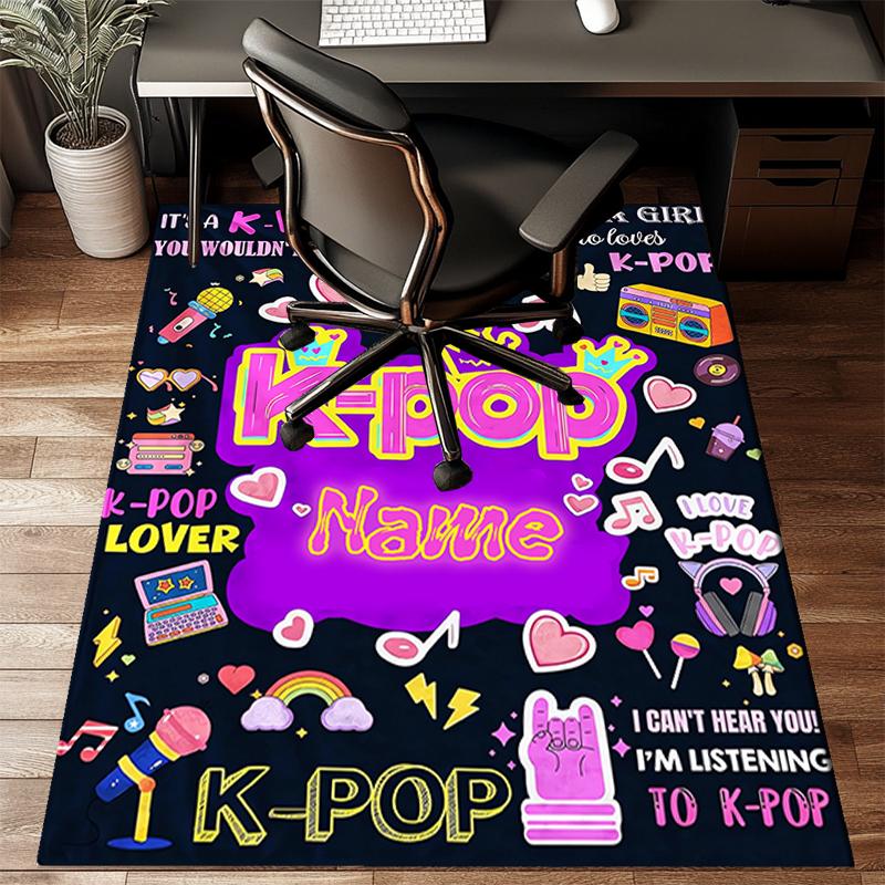 1PC Custom Name K-Pop Music Love Theme Floor Mat Ideal for Living Room, Game Rooms, Office, Bedroom,Floor Mat Playful Design