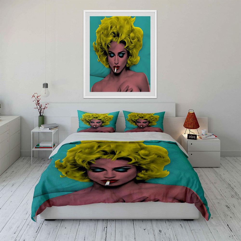Pop Art Woman with Yellow Hair Bedding Duvet Cover Set Duvet Cover Pillowcases (1*Duvet Cover 2*Pillowcases, without duvet insert)