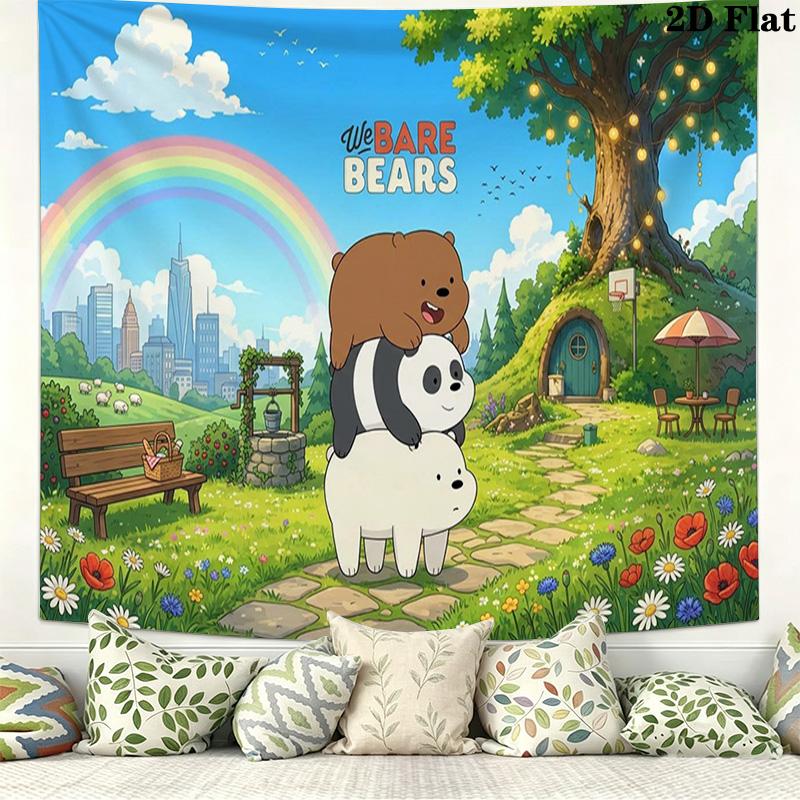 We bare bears Wall Tapestry Aesthetic Wall Hanging Printed Fabric Blanket Decorative Tapestries for Bedroom Living Room Home Decor