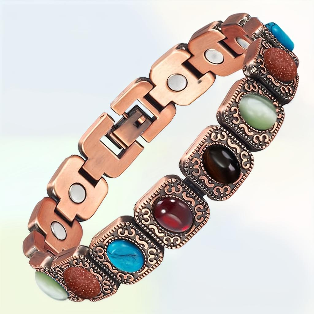 Women's Colorful Stone Magnetic Bracelet with Adjustable Size Design, Fashionable and Personalized Bracelet, Versatile Jewelry Accessories