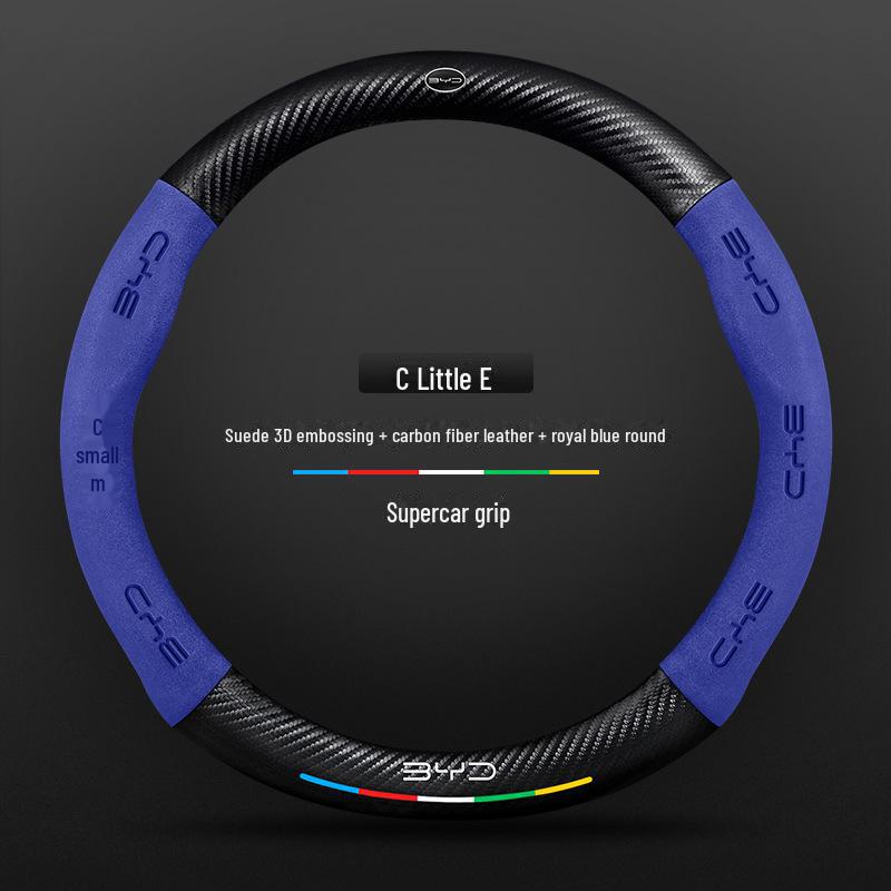 Compatible BYD Qin, Han, Tang, Song, Yuan E2 Destroyer Dolphin Leather Steering Wheel Cover with 3D Embossing